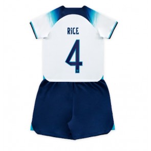 Anglia Declan Rice #4 Koszulka Podstawowych Dziecięca MŚ 2022 Krótki Rękaw (+ Krótkie spodenki)
